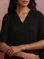 Thumbnail for trueBrowns Black Modal Kaftan Kurta Set - Distacart