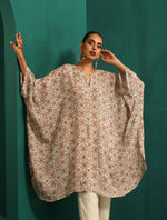 Thumbnail for trueBrowns Off White Circle Floral Muslin Silk Printed Kaftan Pant Set - Distacart