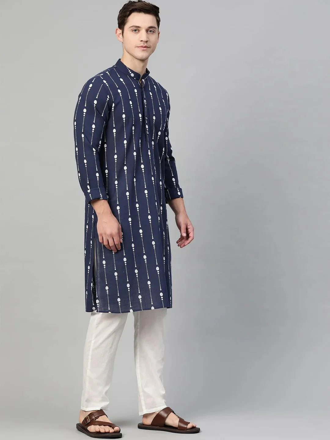 Fabmade Men Printed Straight Kurta With Pyjama - Distacart