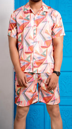 Thumbnail for Noroke Sustainable fabric | Linen Satin Linen Geometric Co-ord Set Men - Distacart