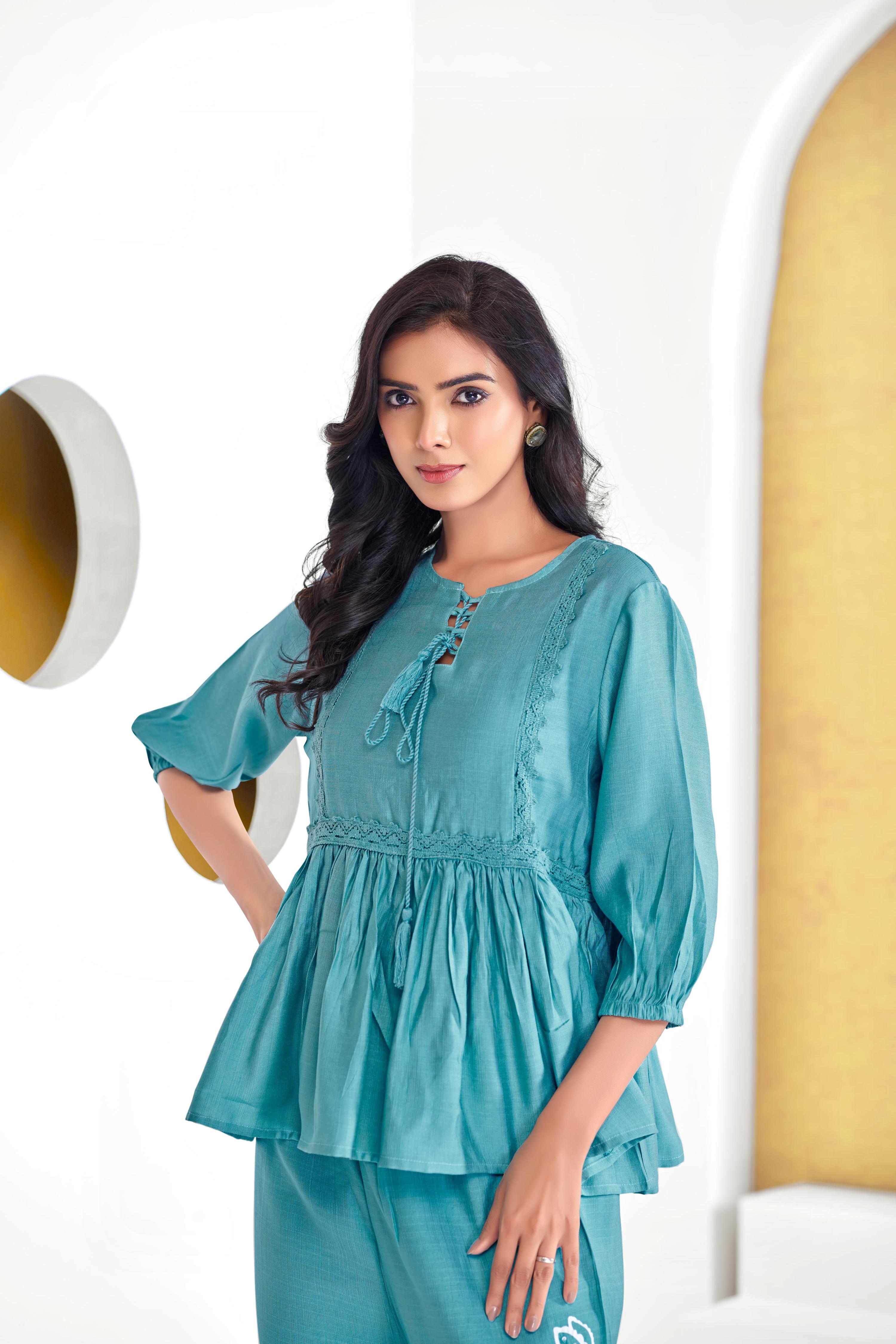 BulBul Nira Iceblue Co-Ord Set