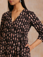 Thumbnail for trueBrowns Black Fish Bagru Print Cotton Angrakha Pant Set - Distacart