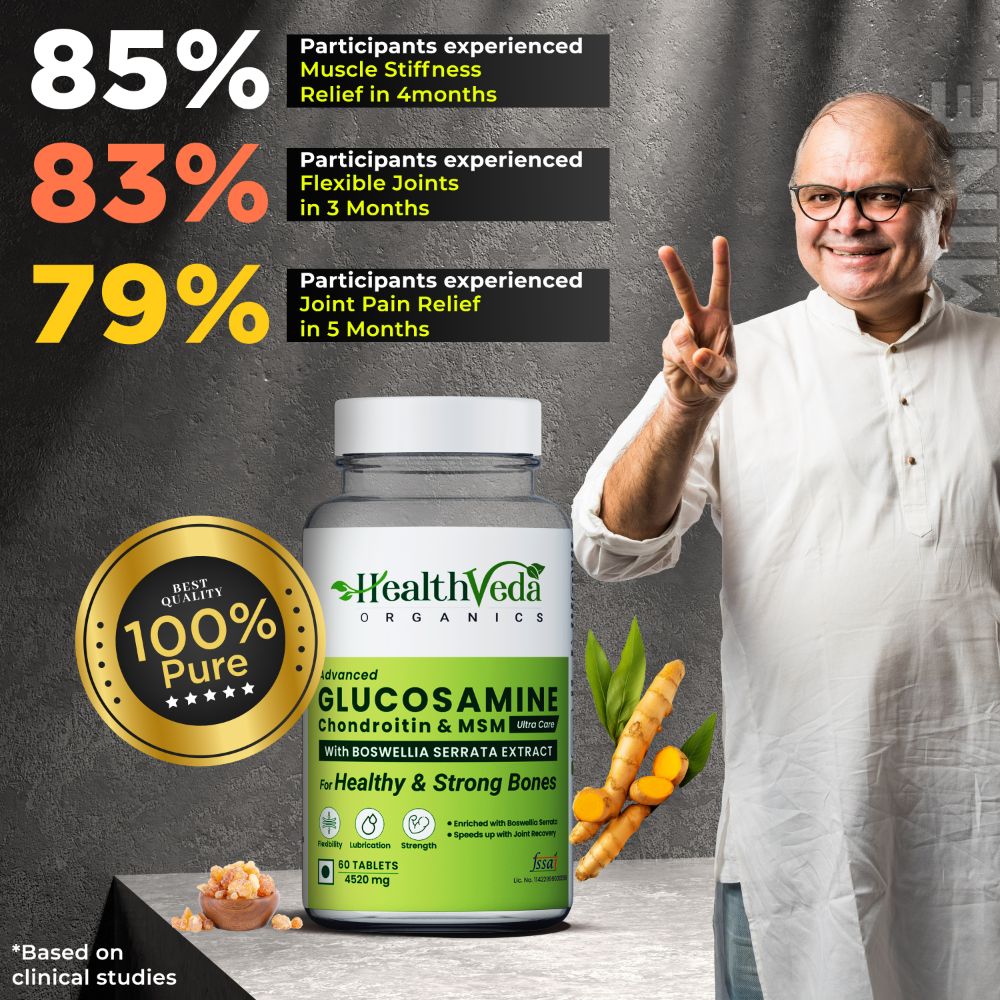 Health Veda Organics Plant Based Glucosamine Chondroitin & MSM Tablets - Distacart