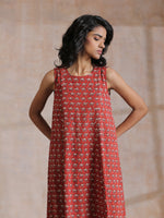 Thumbnail for trueBrowns Rust Red Bagru Camel Print Cotton High-Low Co-Ord Set - Distacart