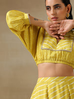 Thumbnail for trueBrowns Lime Green Bandhani Printed Silk Top Skirt Set - Distacart