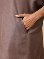 Thumbnail for trueBrowns Cotton Linen Burnt Brown Boxy Fit Co-Ord Set - Distacart