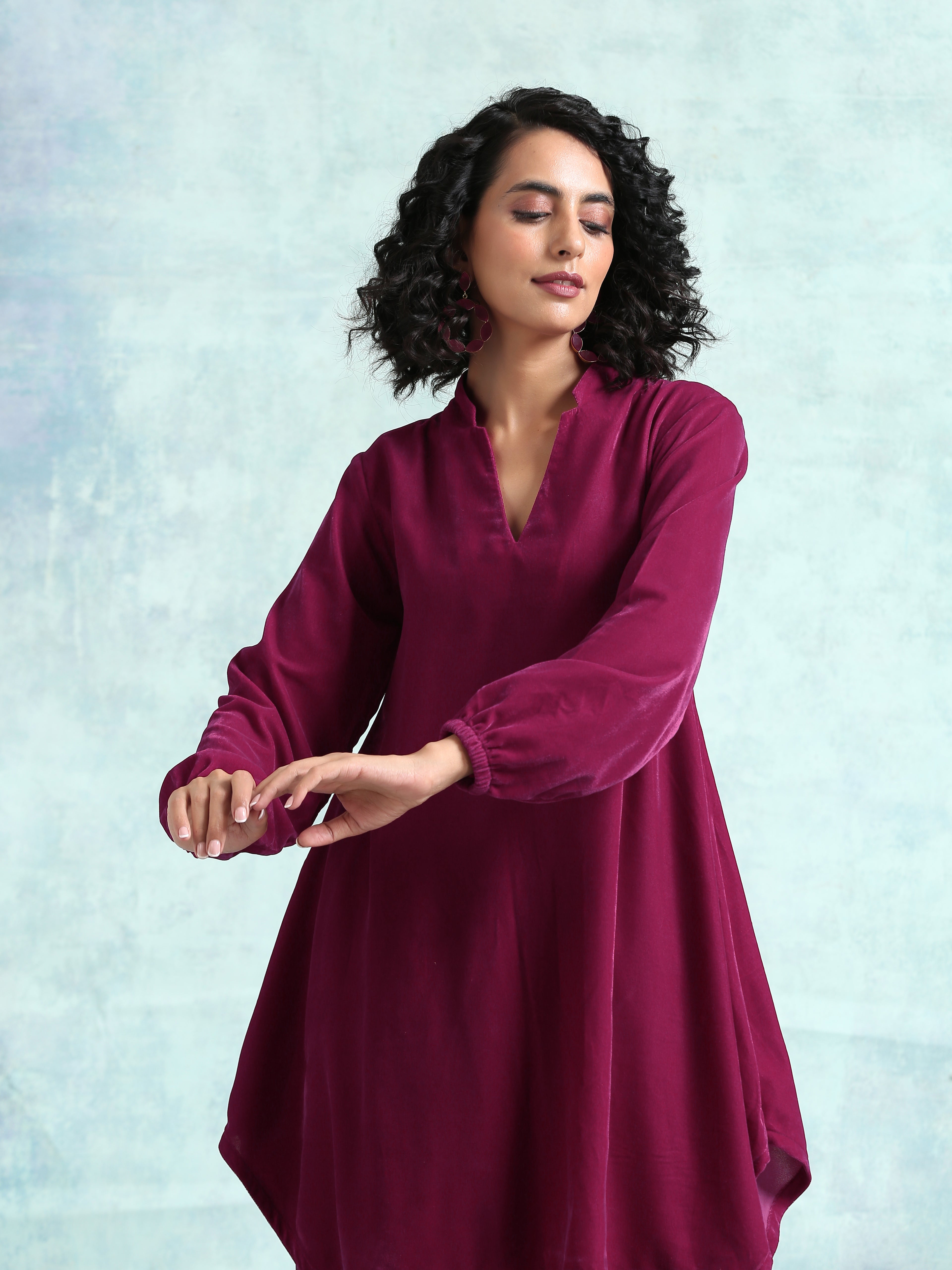 trueBrowns Magenta Velvet Co-Ord Set - Distacart