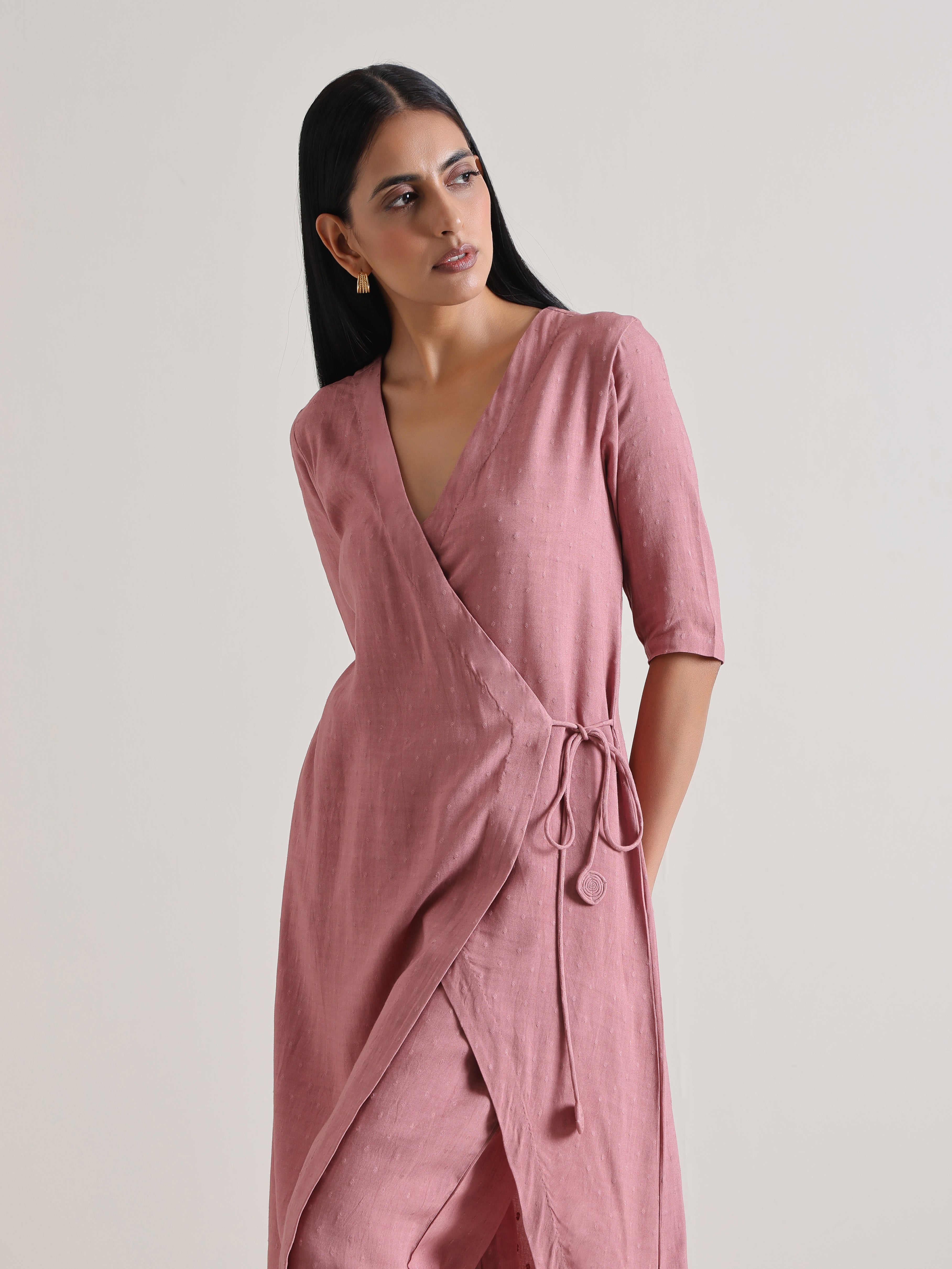 trueBrowns Mauve Angrakha Kurta Set - Distacart