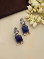 Thumbnail for trueBrowns Silver Tone Turquise Stone Earrings - Distacart