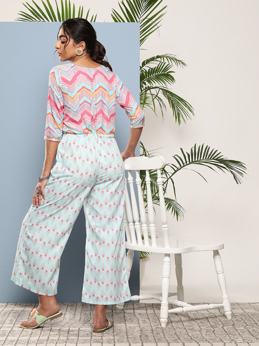 Ahalyaa Printed Waist Tie-Ups Basic Jumpsuit - Distacart