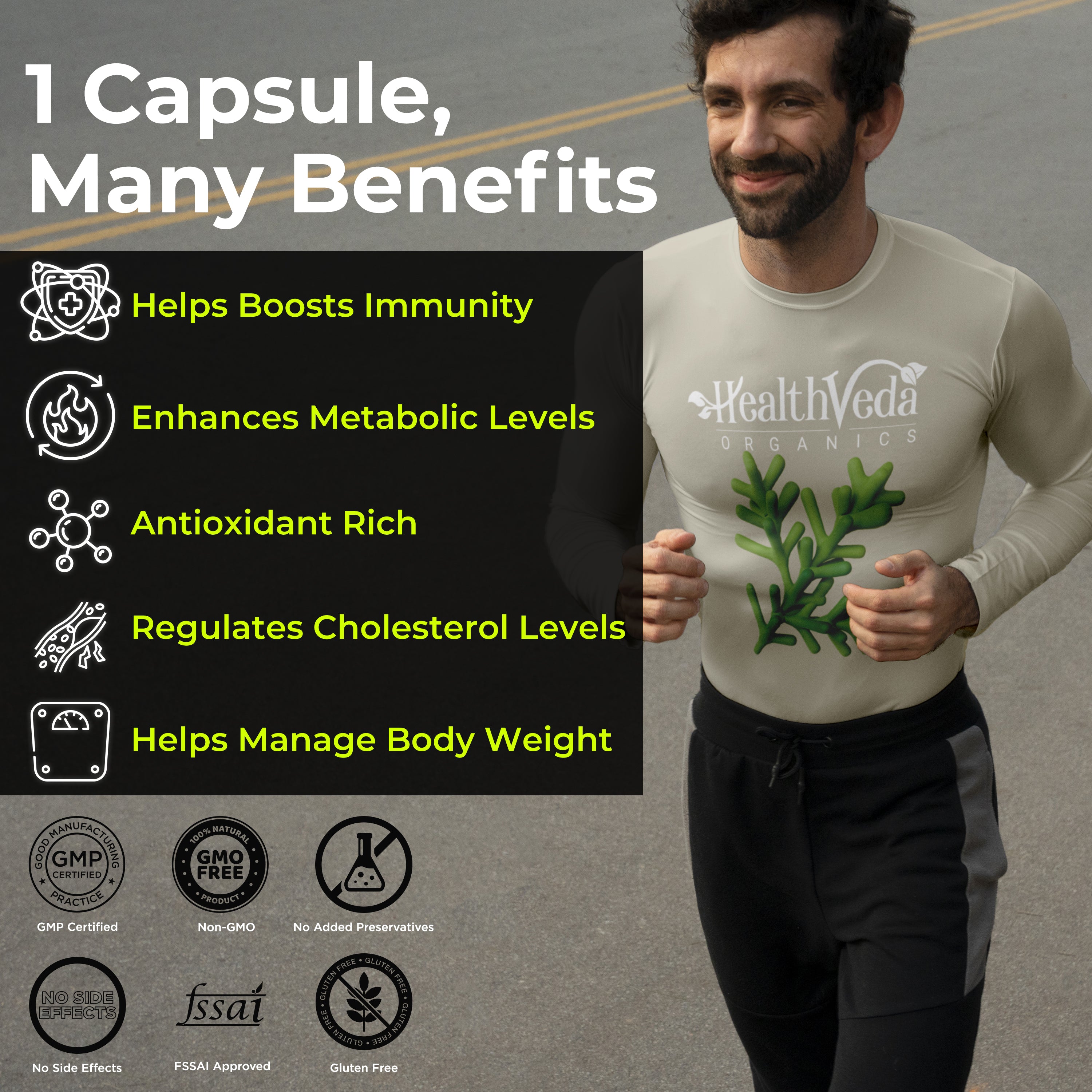 Health Veda Organics Spirulina Capsules - Distacart