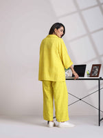 Thumbnail for trueBrowns Lime Cotton Dobby V-Neck Co-ord Set - Distacart