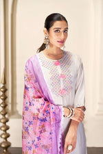 Thumbnail for BulBul Bhumi Offwhite Silk Kurta Set with Dupatta