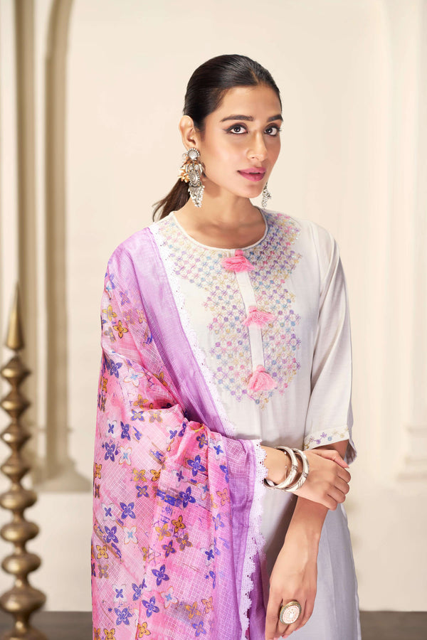 BulBul Bhumi Offwhite Silk Kurta Set with Dupatta