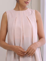 Thumbnail for trueBrowns Pink Slub Sleeveless Kurta Pant Set - Distacart