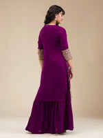 Thumbnail for The52 Beautiful Embroidered Vichitra Silk Fabric Straight Kurta, Palazzo and Dupatta Set