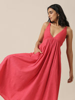 Thumbnail for trueBrowns Bright Pink Slub Texture Sleeveless Dress - Distacart