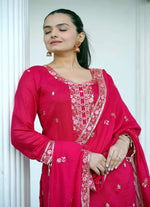 Thumbnail for Yash Enterprise Pink Vichitra Silk Party Wear Embroidery Suit Set