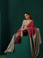 Thumbnail for trueBrowns Grey Silk Full Sleeve Blouse - Distacart