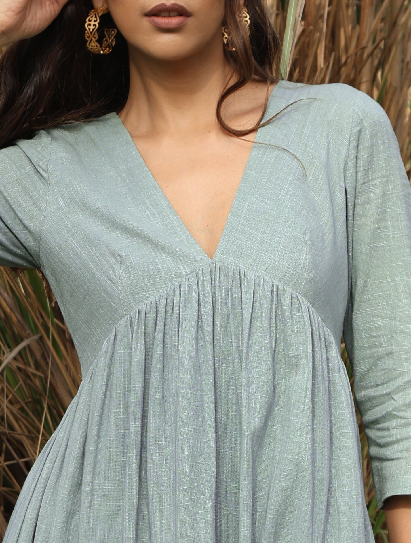 trueBrowns Blue Cotton Tiered Dress - Distacart