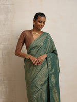 Thumbnail for trueBrowns Dark Green Gold Metallic Ready To Wear Saree - Distacart