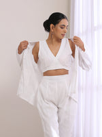 Thumbnail for trueBrowns White Slub Texture Pant Suit Set - Distacart