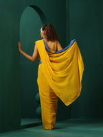 Thumbnail for trueBrowns Mustard Muslin Silk Ready to Wear Saree - Distacart