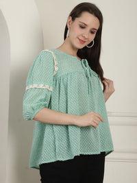 Thumbnail for Green Peplum Women's Top - Rasiya