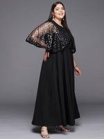 Thumbnail for Ahalyaa Plus Size Geometric Print Crepe Layered A-line Maxi Ethnic Dress - Distacart