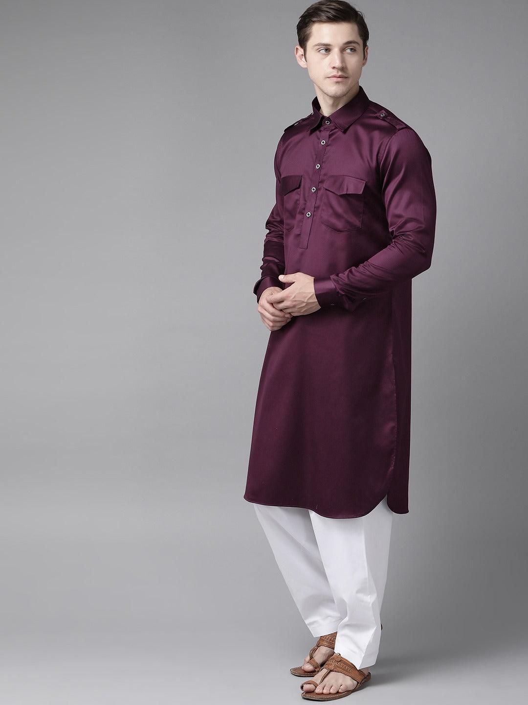 Fabmade Men Purple Pathani Kurta With Salwar - Distacart
