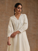 Thumbnail for trueBrowns Ivory Gold Cotton Overlap Yoke Kurta Set - Distacart