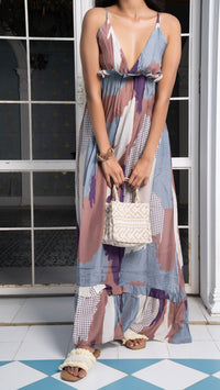 Thumbnail for Noroke Pure Muslin Abstract Long Ruffled Tiered Dress - Printed