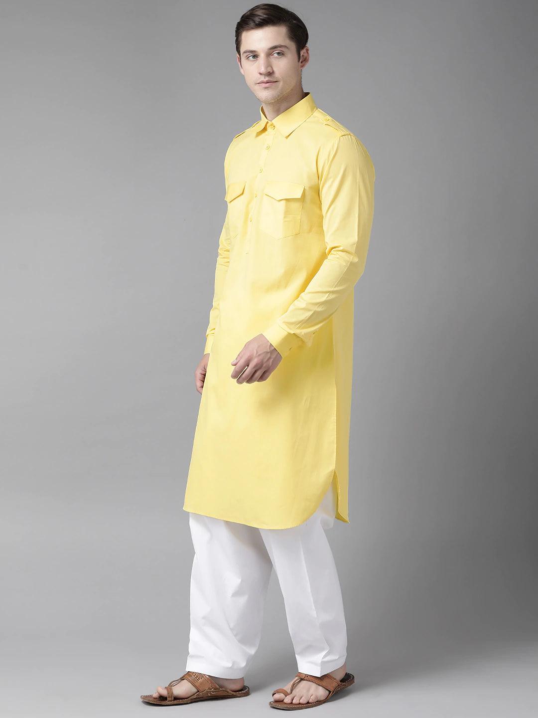 Fabmade Yellow Pathani Suit - Distacart