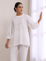 Thumbnail for trueBrowns White Dobby Baggy Sleeve Co-Ord Set - Distacart