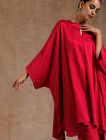 Thumbnail for trueBrowns Red Modal Satin Oversized Round Co-Ord Set - Distacart