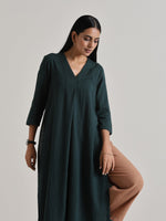 Thumbnail for trueBrowns Dark Green Kurta Pant Set - Distacart