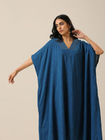 Thumbnail for trueBrowns Classic Blue Panel Kaftan dress - Distacart