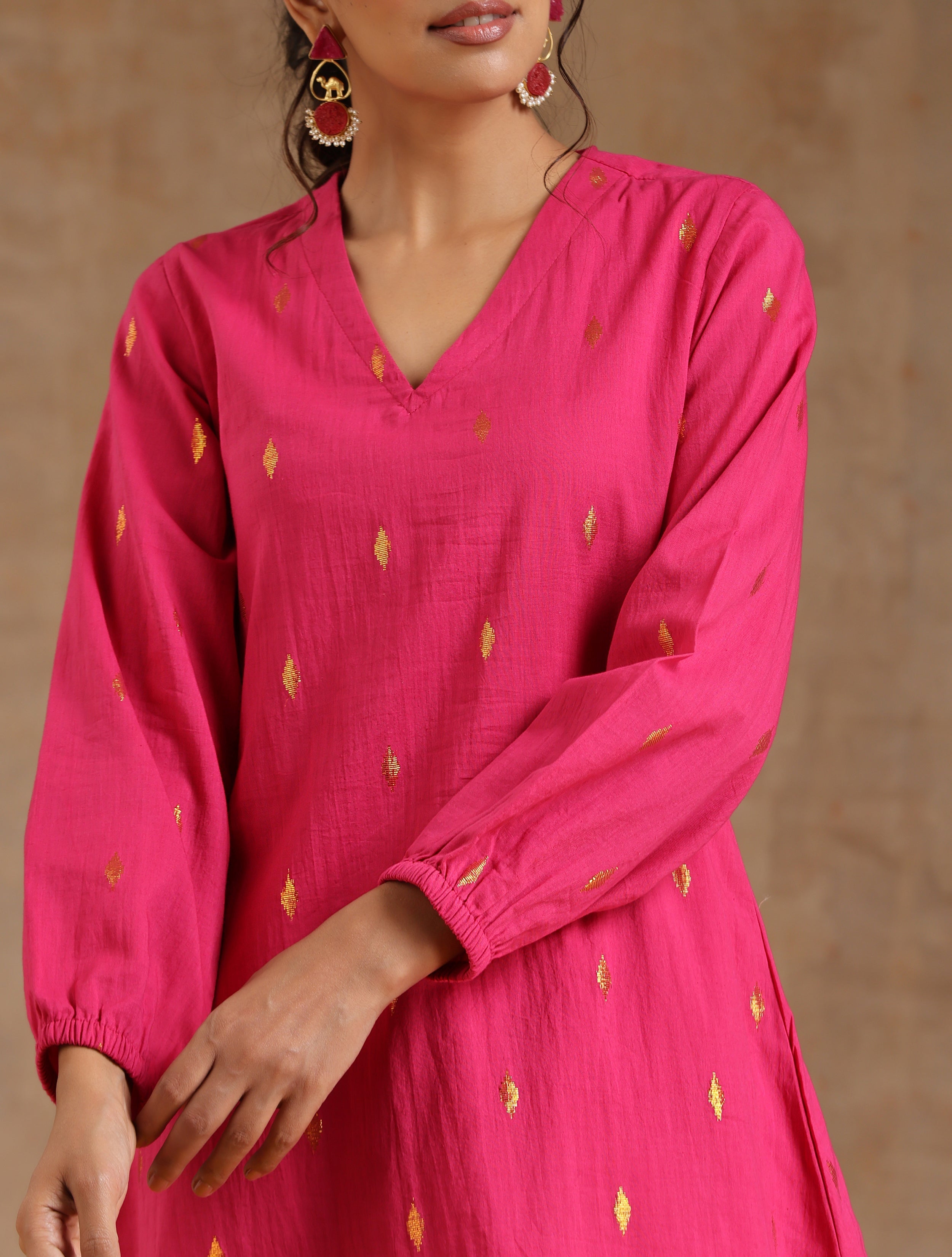 trueBrowns Pink Gold Cotton Short Co-Ord Set - Distacart