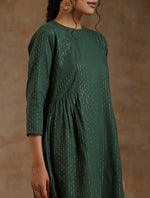 Thumbnail for trueBrowns Dark Green Gold Cotton Side Gather Co-Ord Set - Distacart