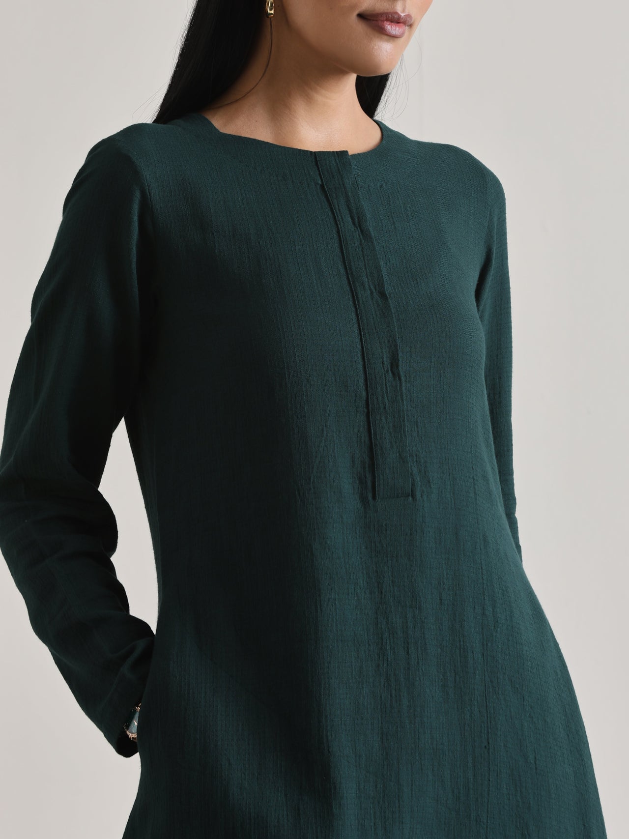 trueBrowns Dark Green Front Placket Co-Ord Set - Distacart