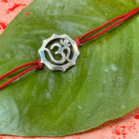 Thumbnail for trueBrowns 925 Sterling Silver Embossed Om Thread Rakhi