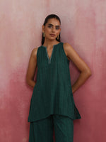 Thumbnail for trueBrowns Dark Green Cotton Dobby Kurta Co-ord set - Distacart