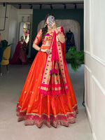 Thumbnail for Vastranavya Perfect Classic And Contemporary Fashion Paithani Lehenga Choli - Red - Distacart