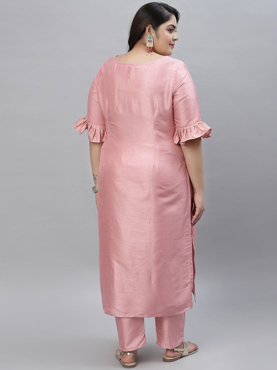 Sztori V Neck Regular Straight Kurta with Trousers - Distacart