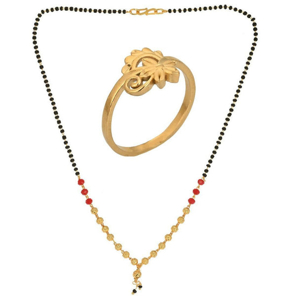 AanyaCentric Gold-plated Mangalsutra & Ring Set - Distacart