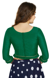 Thumbnail for Aastha Fashion Women's Bottle Green Art Silk Designer Party Wear Readymade Blouse - Distacart