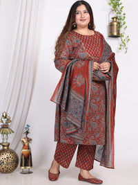 Thumbnail for Swasti Paisley Printed Regular Gotta Patti Pure Cotton Kurta with Trousers & With Dupatta