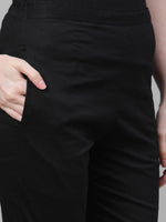 Thumbnail for ADA Women White & Black Chikankari Embroidered Sustainable Handloom Kurta with Trousers - Distacart