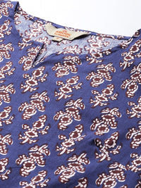 Thumbnail for Anouk Women Blue Ethnic Motifs Printed Regular Pure Cotton Kurta with Trousers - Distacart