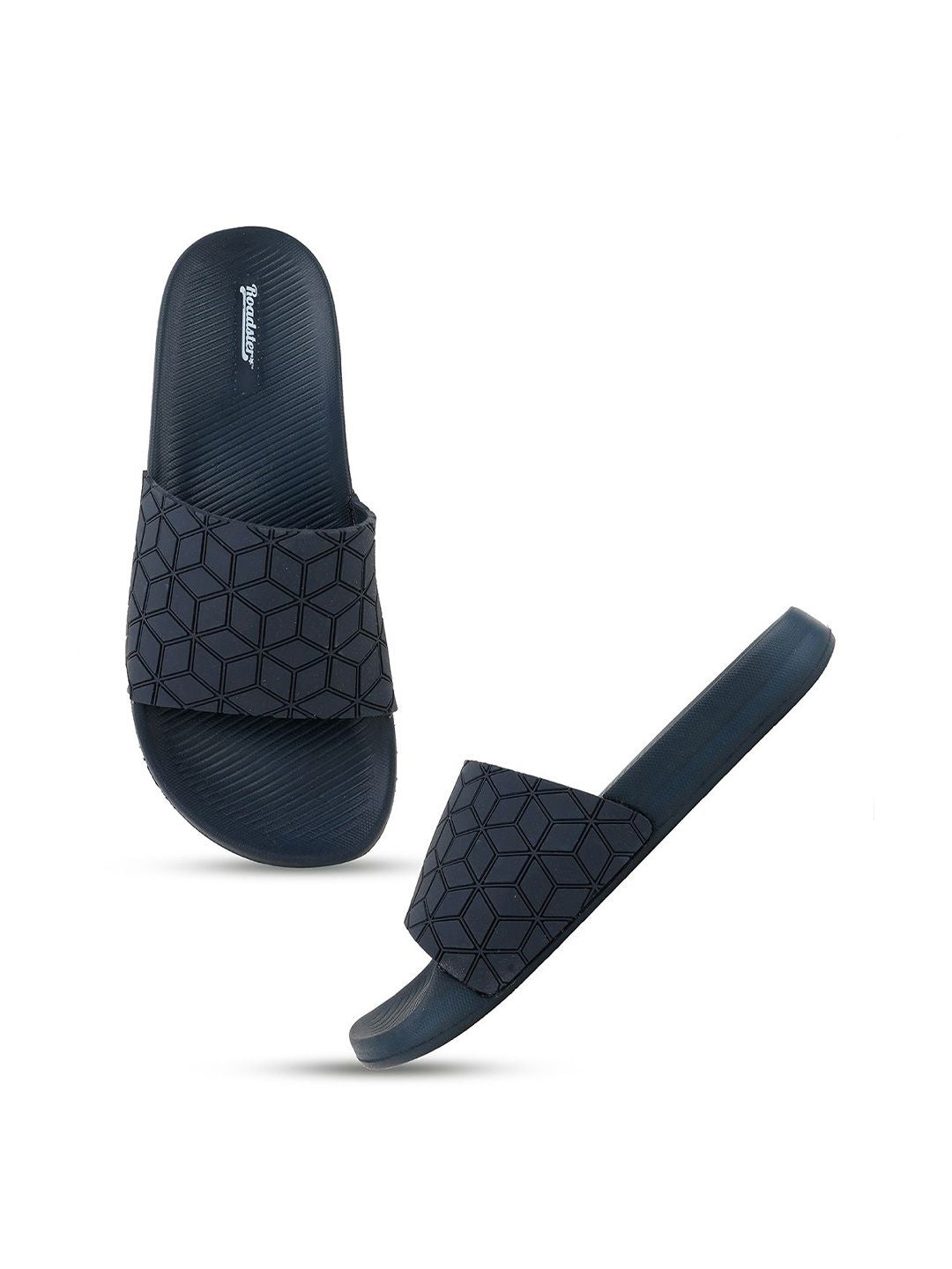 Roadster The Lifestyle Co. Men Navy Blue Printed Sliders